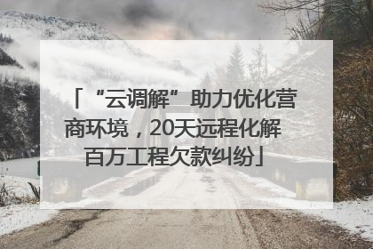 “云调解”助力优化营商环境，20天远程化解百万工程欠款纠纷