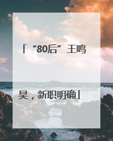“80后”王鸣昊，新职明确