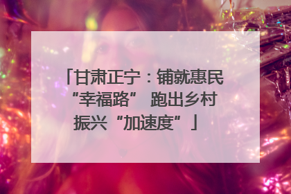 甘肃正宁：铺就惠民“幸福路” 跑出乡村振兴“加速度”