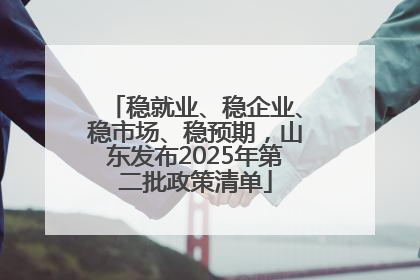 稳就业、稳企业、稳市场、稳预期，山东发布2025年第二批政策清单
