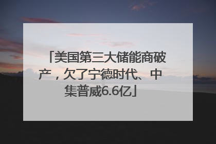 美国第三大储能商破产，欠了宁德时代、中集普威6.6亿