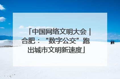 中国网络文明大会｜合肥：“数字公交”跑出城市文明新速度