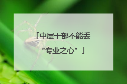 中层干部不能丢“专业之心”