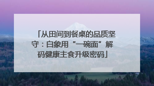 从田间到餐桌的品质坚守：白象用“一碗面”解码健康主食升级密码