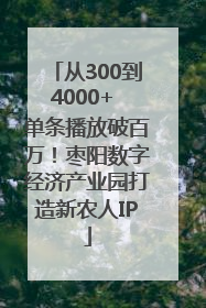 从300到4000+ 单条播放破百万！枣阳数字经济产业园打造新农人IP