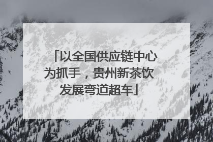 以全国供应链中心为抓手，贵州新茶饮发展弯道超车