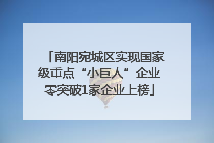 南阳宛城区实现国家级重点“小巨人”企业零突破1家企业上榜