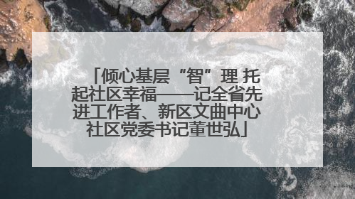 倾心基层“智”理 托起社区幸福——记全省先进工作者、新区文曲中心社区党委书记董世弘