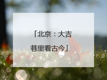 北京：大吉巷里看古今