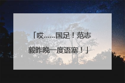 哎……国足！范志毅昨晚一度语塞！