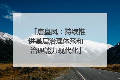 唐皇凤：持续推进基层治理体系和治理能力现代化