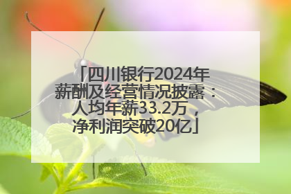 四川银行2024年薪酬及经营情况披露：人均年薪33.2万，净利润突破20亿