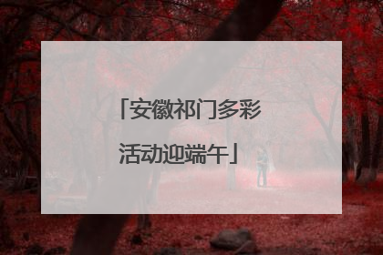 安徽祁门多彩活动迎端午
