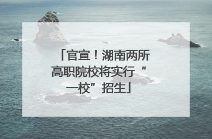 官宣！湖南两所高职院校将实行“一校”招生