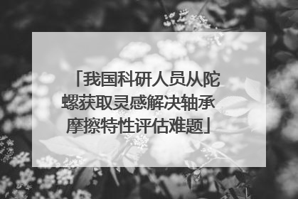 我国科研人员从陀螺获取灵感解决轴承摩擦特性评估难题