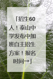 招生60人！泰山中学发布中加班自主招生方案！报名时间→