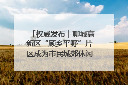 权威发布｜聊城高新区“顾乡平野”片区成为市民城郊休闲全新目的地