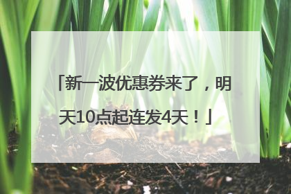 新一波优惠券来了，明天10点起连发4天！
