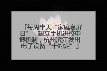 每周半天“家庭息屏日”，建立手机进校申报机制，杭州滨江发出电子设备“十约定”