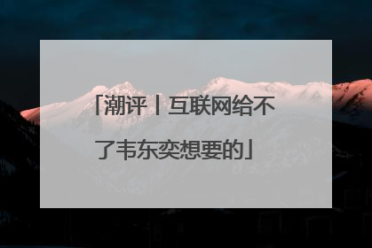 潮评丨互联网给不了韦东奕想要的