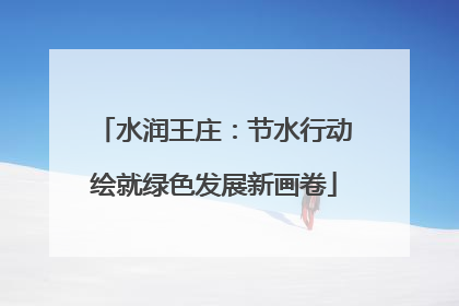 水润王庄：节水行动绘就绿色发展新画卷
