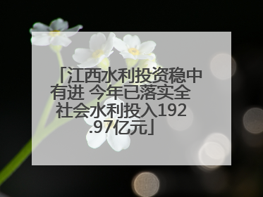 江西水利投资稳中有进 今年已落实全社会水利投入192.97亿元
