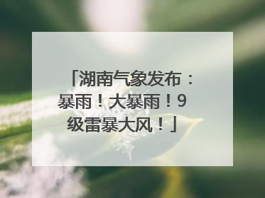 湖南气象发布：暴雨！大暴雨！9级雷暴大风！