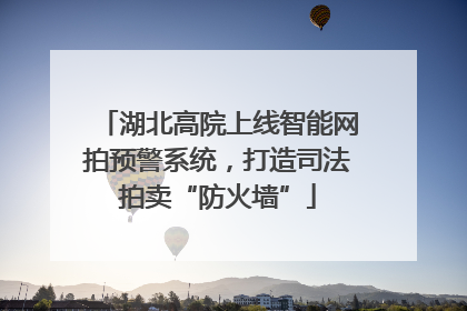 湖北高院上线智能网拍预警系统，打造司法拍卖“防火墙”