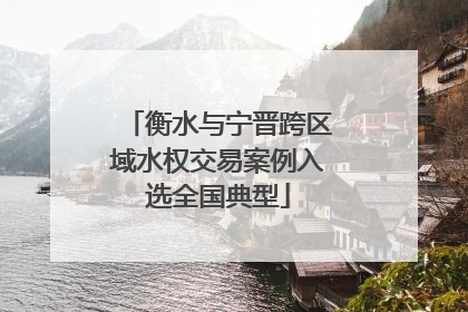 衡水与宁晋跨区域水权交易案例入选全国典型