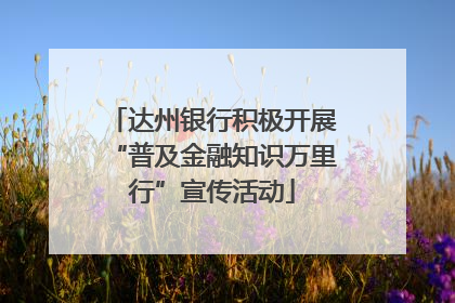 达州银行积极开展“普及金融知识万里行”宣传活动