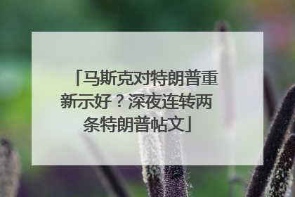 马斯克对特朗普重新示好？深夜连转两条特朗普帖文