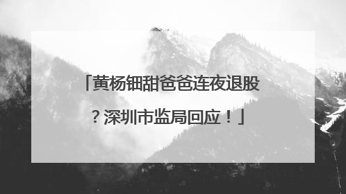 黄杨钿甜爸爸连夜退股？深圳市监局回应！