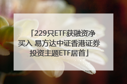 229只ETF获融资净买入 易方达中证香港证券投资主题ETF居首